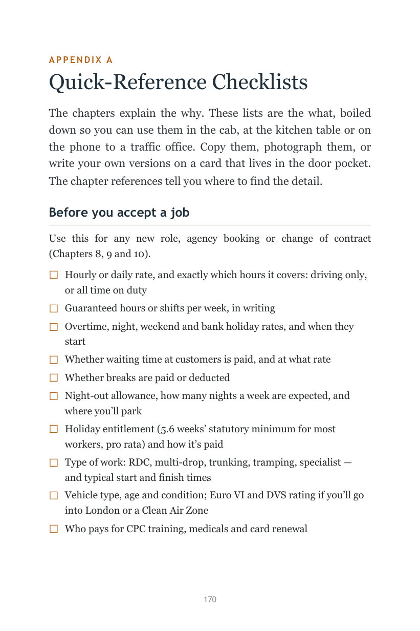 Page from Know Your Worth, Appendix A: Quick-Reference Checklists